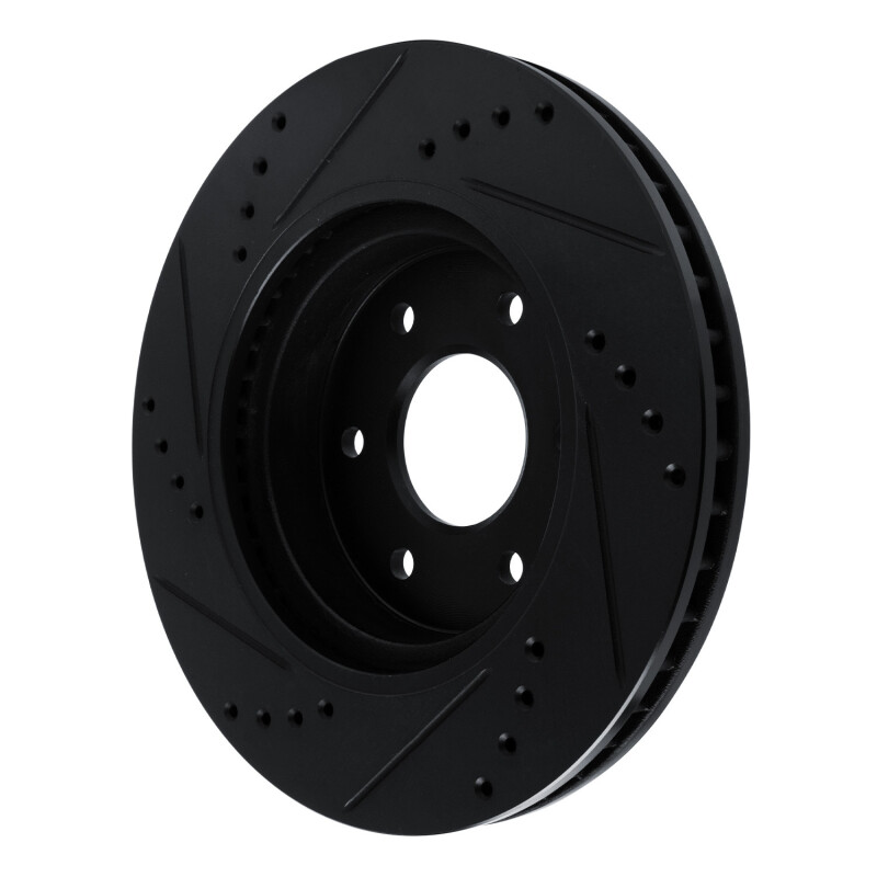 Nissan NP300 Frontier Brake Rotor (1) - Front Right - R1 Concepts - Drilled & Slotted - Black - `16-`22